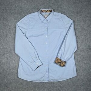 Barbour Pendle Shirt Womens 14 XL Regular Blue Long Sleeve Button Up flip cuff